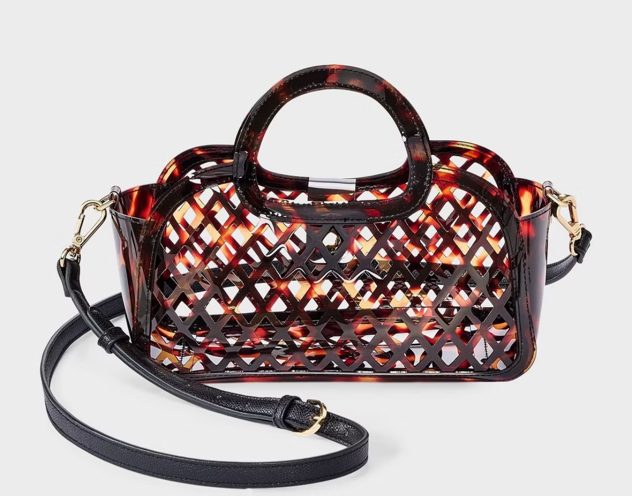 Target Summer  affordable find 
Jelly Mini Cage Tote Crossbody Bag - A New Day. Come in 4 colors.