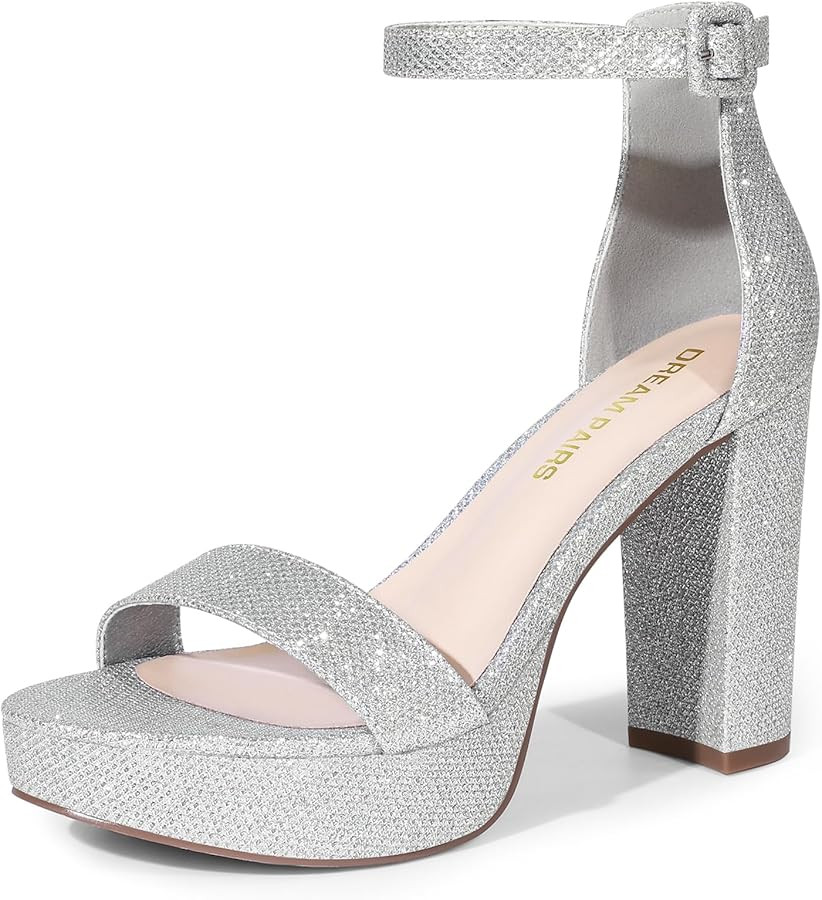 DREAM PAIRS Women's Platform Chunky High Heeled Sandals Open Toe Block Heels Ankle Strap Dress Sh... | Amazon (US)