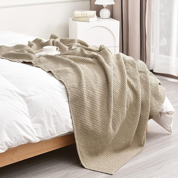 PHF 100% Cotton Waffle Weave Throw Blanket 50"x60"-Lightweight Washed Soft Breathable Blanket for... | Amazon (US)
