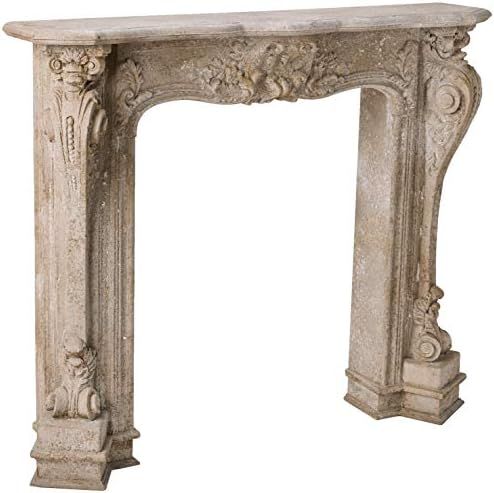 Creative Co-Op Decorative Wood Fireplace Mantel with Distressed Finish, White | Amazon (US)