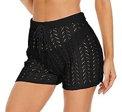 Jumppmile Womens Crochet Cover Up Shorts Hollow Out High Waist Knit Bathing Suit Bikini Swimsuit | Amazon (US)