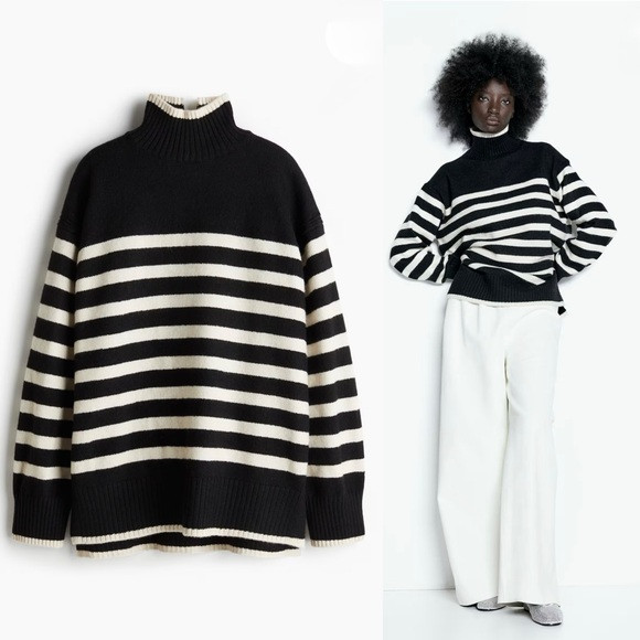 Black/Cream Striped Oversized Sweater | Poshmark