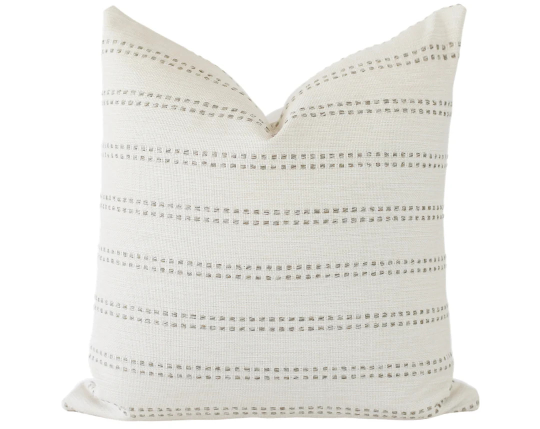 Cream and Grey Stripe Pillow Covers, Modern Farmhouse Pillow Covers Minimalist, Woven Pillow Cove... | Etsy (US)