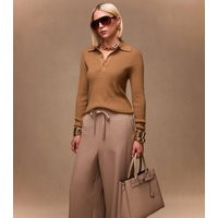 Women's Tan Button Front Ribbed Polo Top New Look | New Look (UK)