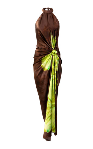 Tizziana Gathered Silk Satin Maxi Dress | Moda Operandi (Global)