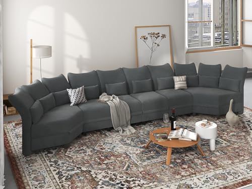 LLappuil Velvet Modular Sectional Sofa 207.8" Oversized 6-Seater U Shaped Couch with Storage Chai... | Amazon (US)