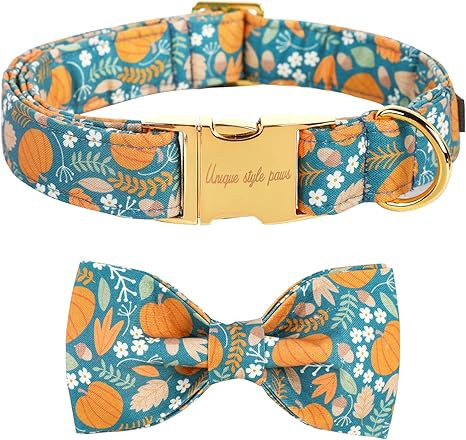 Unique style paws Halloween Dog Collar with Bow Tie Pumpkin Cotton Collar Adjustable Puppy Collar... | Amazon (US)