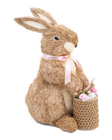 13.75in Bunny With Flower Basket Decor | Marshalls
