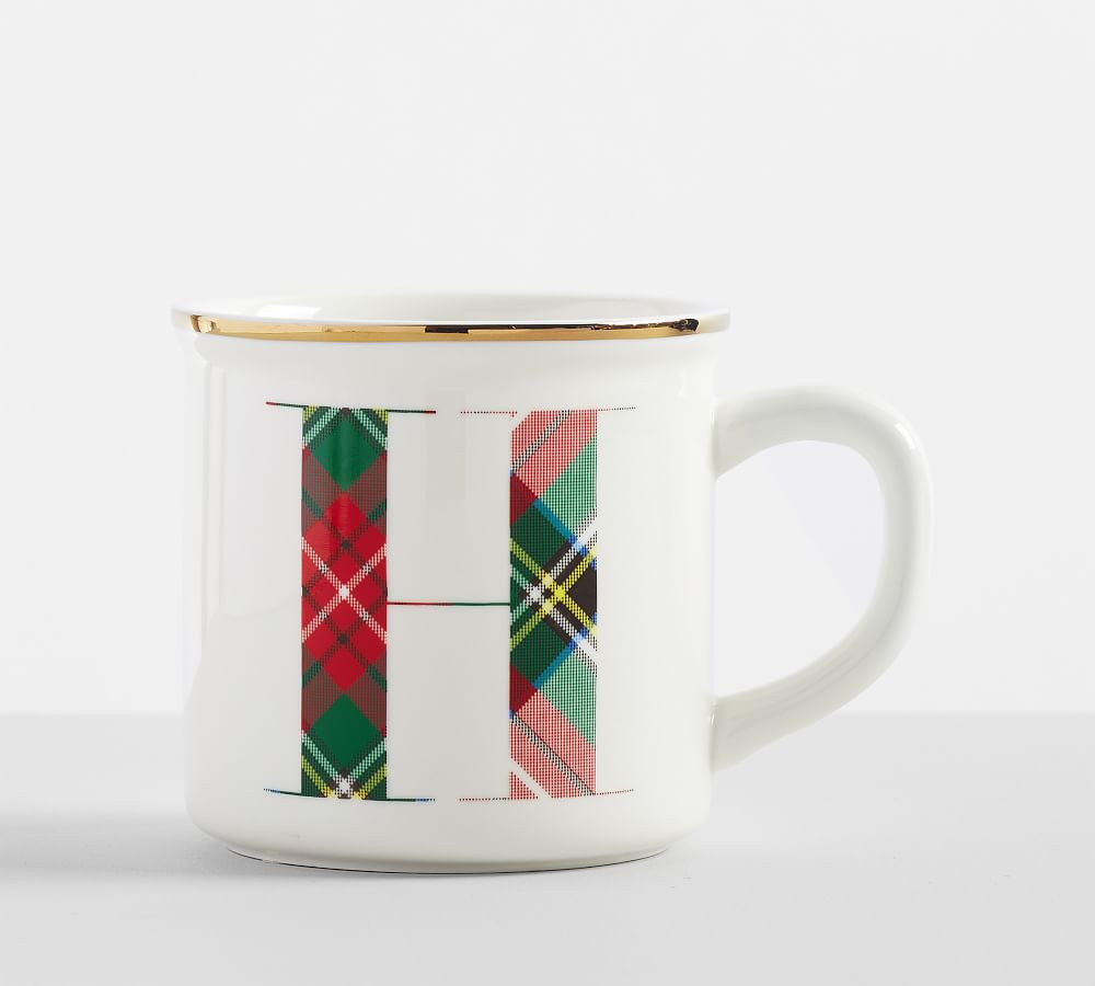 Stewart Plaid Alphabet Handcrafted Stoneware Mug | Pottery Barn (US)