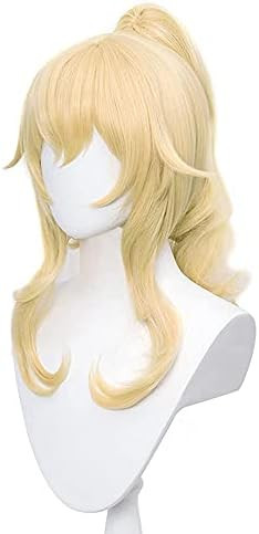 DAZCOS Jean Cosplay Wig Wavy Blonde Ponytail Hairs with Bangs (Yellow) | Amazon (US)