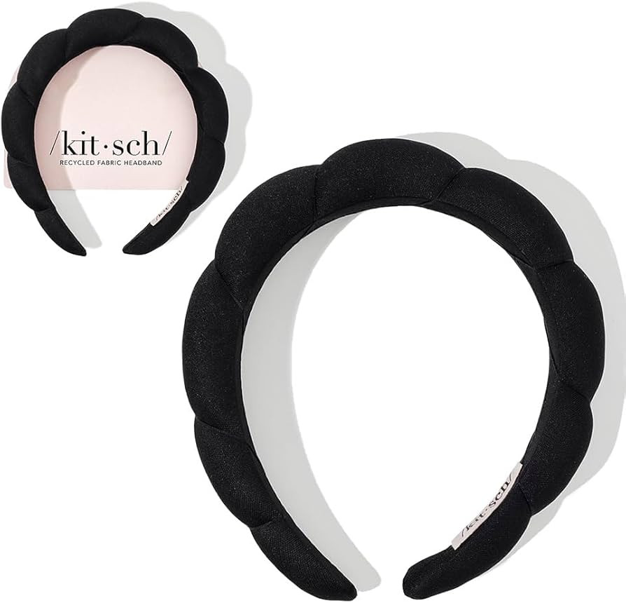 Kitsch Puffy Black Headband for Washing Face - Skincare Headband for Women - Face Wash Headband f... | Amazon (US)