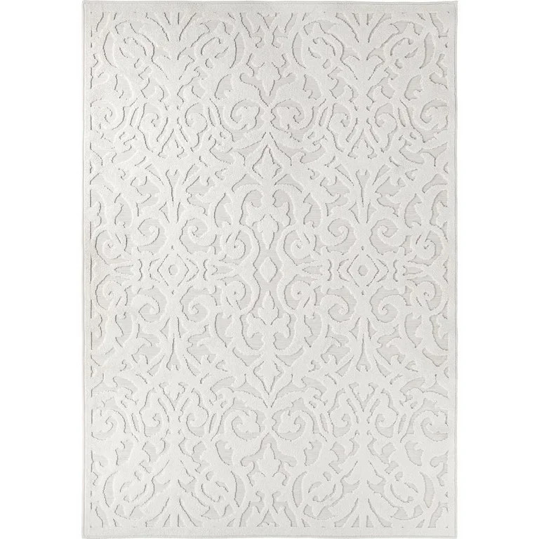 My Texas House Lady Bird 9' X 13' Natural Damask Outdoor Rug | Walmart (US)