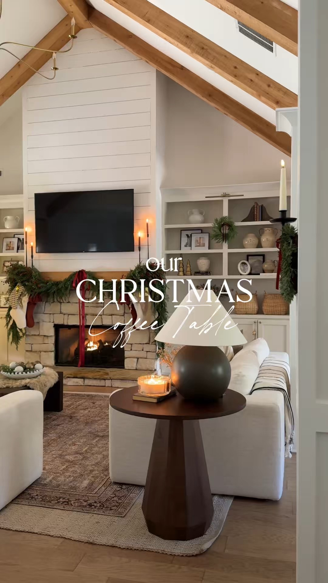 Our Christmas coffee table! I love how this rug brings in so much texture and breaks up some of the darker colors for a more winter feel!

#LTKSeasonal #LTKHoliday #LTKHome