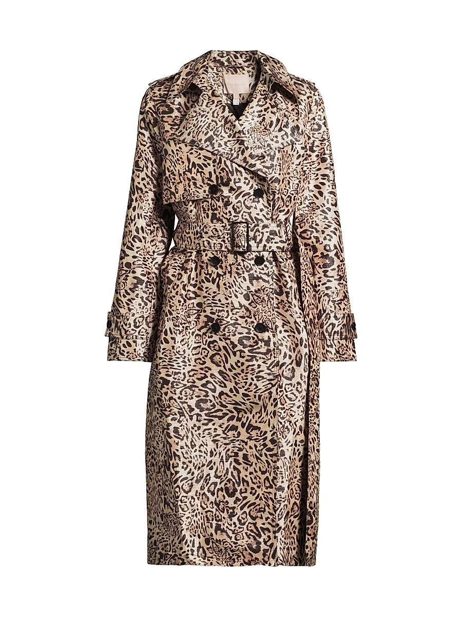 Women's Vance Metallic Leopard Trench Coat - Natural Leopard - Size XXS | Saks Fifth Avenue