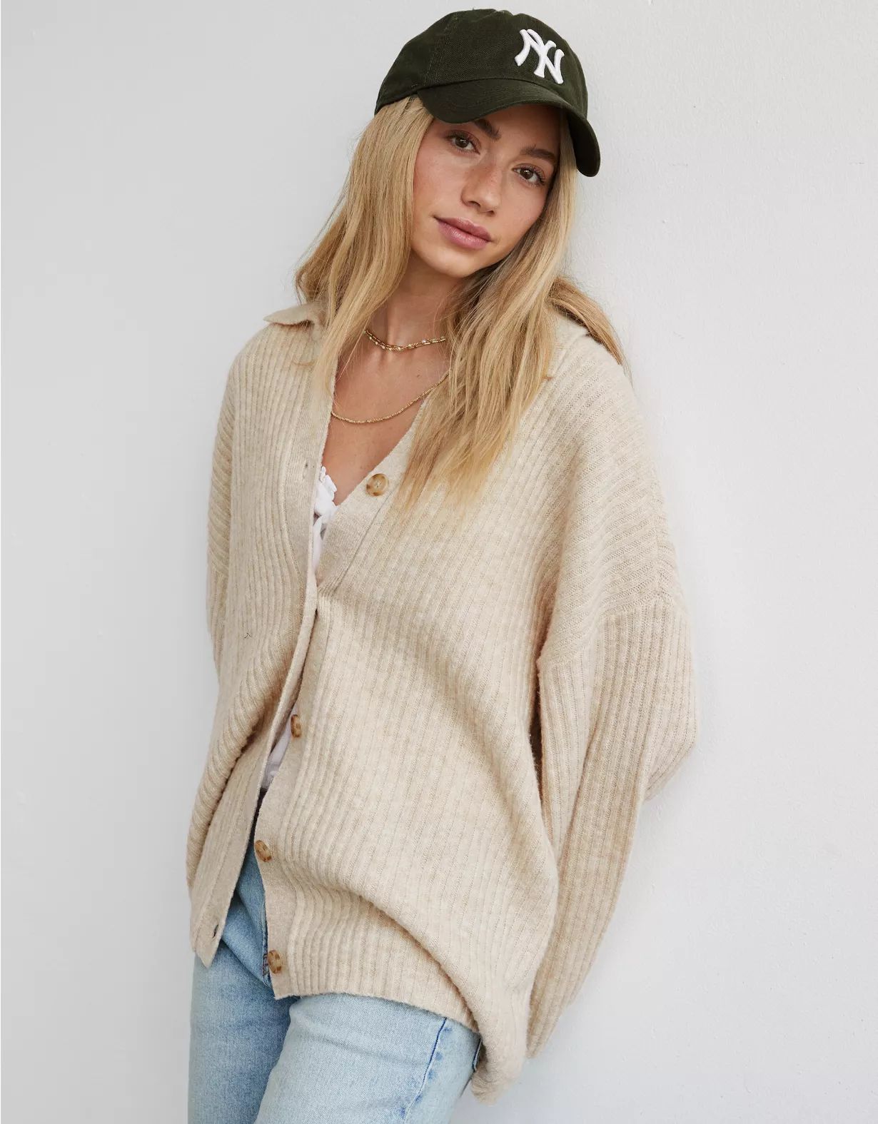 AE Whoa So Soft Collared Button-Front Cardigan | American Eagle Outfitters (US & CA)