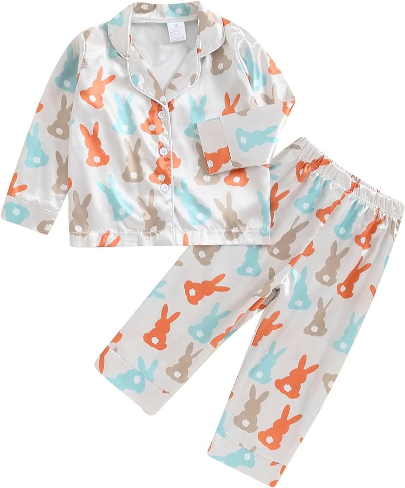 Toddler Girl Cute Long Sleeve Button Down Pajamas Set Lounge Set Sleepwear Nightwear | Amazon (US)
