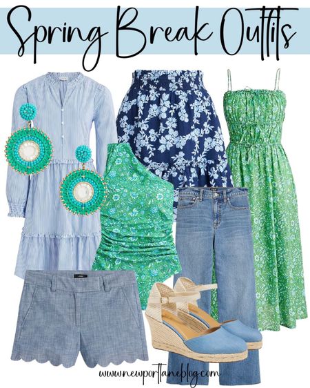 Spring break outfits, spring outfits, swimsuit, one shoulder swimsuit, ruched swimsuit, green swimsuit, floral swimsuit, chambray dress, scalloped shorts, espadrilles, sundress, skirt, flare jeans, green and white



#LTKsalealert #LTKunder100 #LTKstyletip
