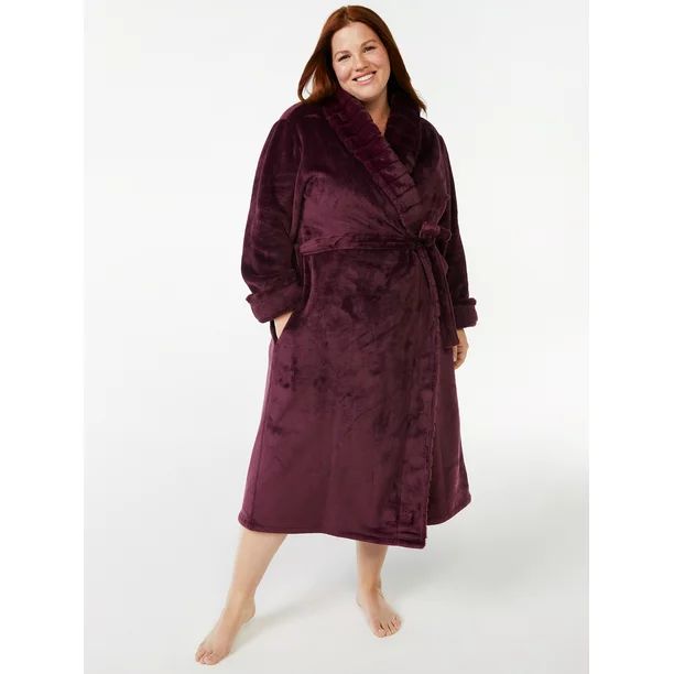 Joyspun Women’s Plush Sleep Robe, Sizes up to 3X | Walmart (US)