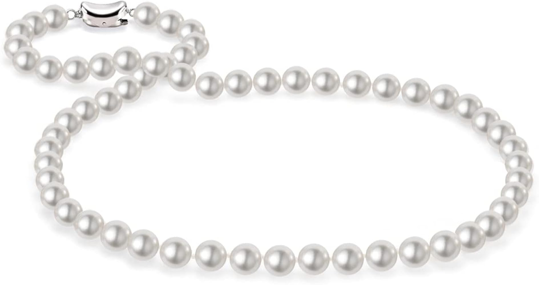 HUWODY Pearl Necklace Round White Simulated Shell Pearl Necklace Strand 16"-24" | Amazon (US)