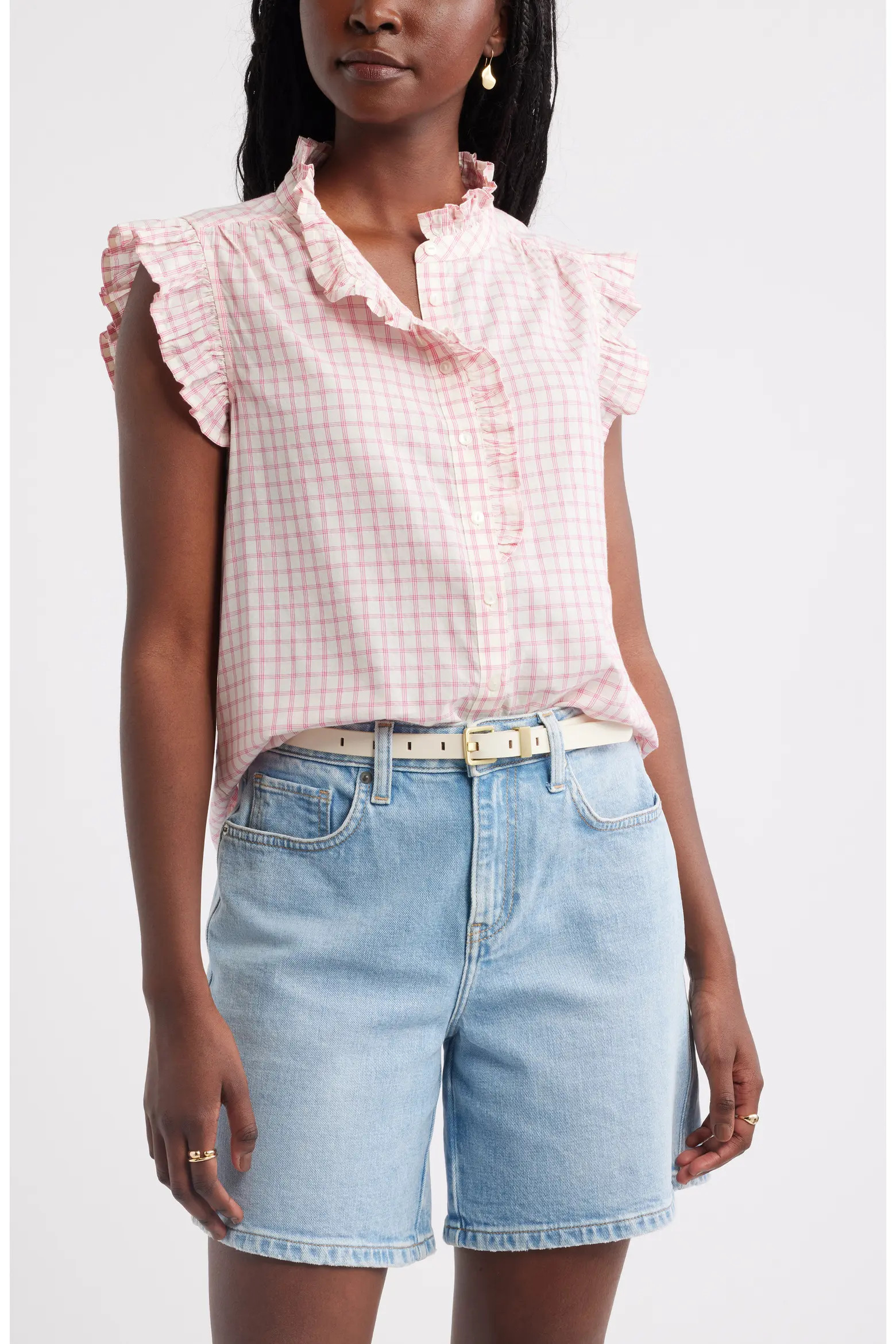 Ruffle Sleeve Cotton Blend Top (Women) | Nordstrom | Nordstrom