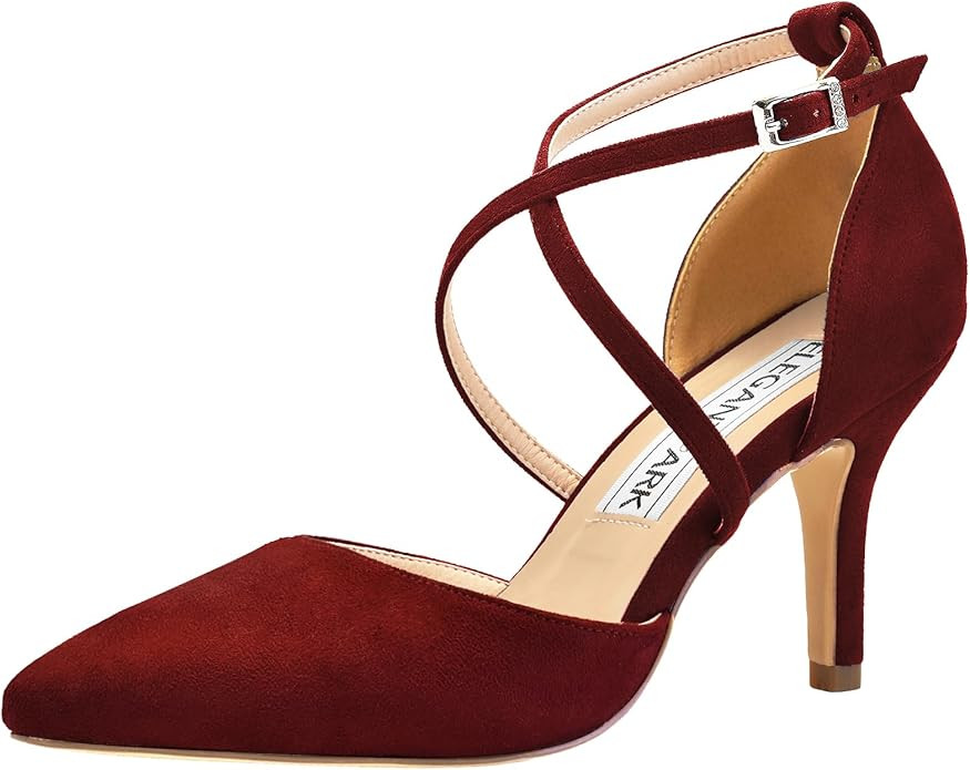 ELEGANTPARK Heels for Women Closed Toe Strappy Pointed High Heel Pumps Satin Pointy Wedding Eveni... | Amazon (US)
