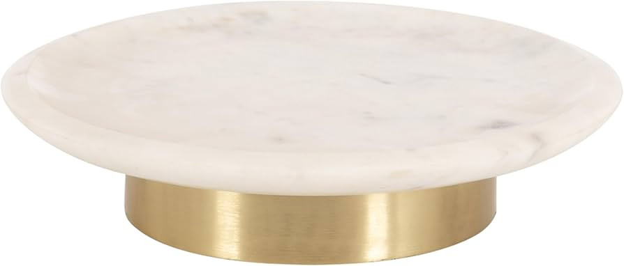 Kate and Laurel Sevienne Modern Glam Round Marble Tray, 10 Inch Diameter, White and Gold, Contemp... | Amazon (US)