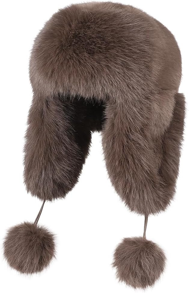 Women Faux Fur Trapper Hat with Pompoms Warm Classic Ear Flaps Hat Fuzzy Bobble Cap Warm Outdoor ... | Amazon (US)