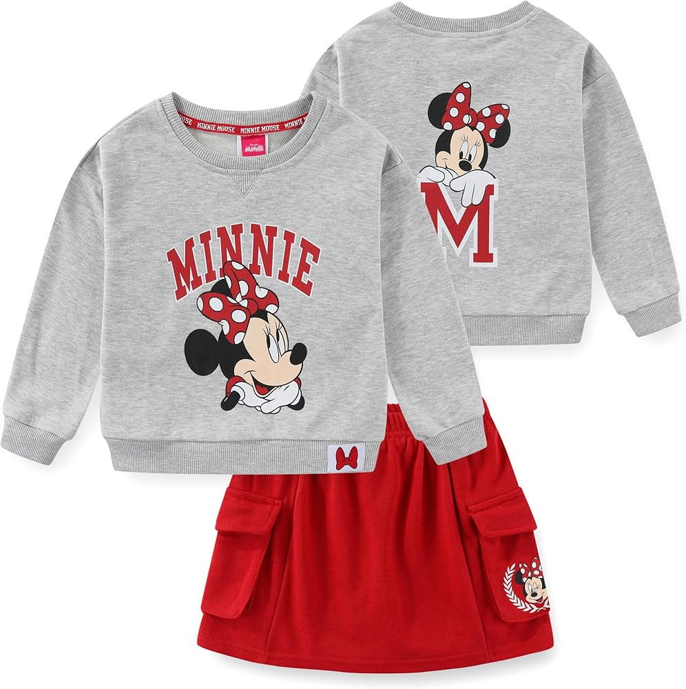 Disney Lilo & Stitch Angel Minnie Mouse Girls French Terry Sweatshirt and Skort Skirt 2 Piece Set... | Amazon (US)