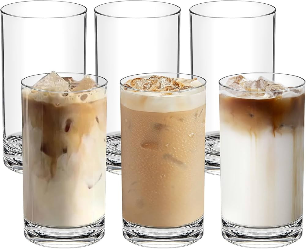 Shatterproof Plastic Drinking Glasses Set of 6, 17 Oz Clear Unbreakable Tumblers for Kitchen, Poo... | Amazon (US)