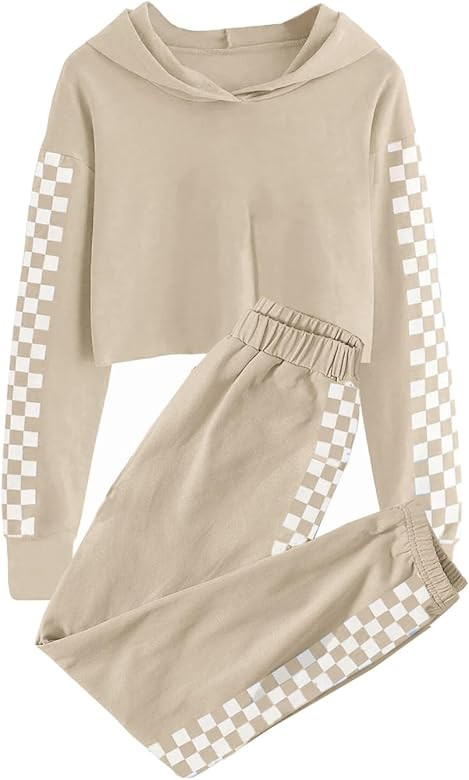 Meikulo Kids 2 Piece Outfits Girls Crop Tops Hoodies Long Sleeve Fashion Sweatshirts and Sweatpan... | Amazon (US)