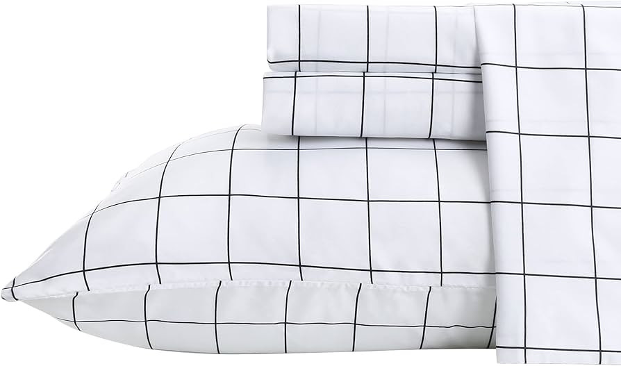 Best Season Printed Plaid Bed Sheet Set 3 Pieces - Twin Size - Double Brushed Microfiber Super So... | Amazon (US)