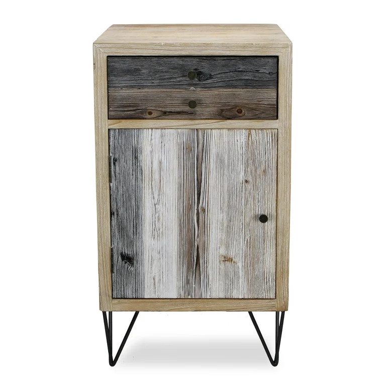 Contemporary Home Living 32" Brown and Beige Distressed Finish Plank Table | Walmart (US)