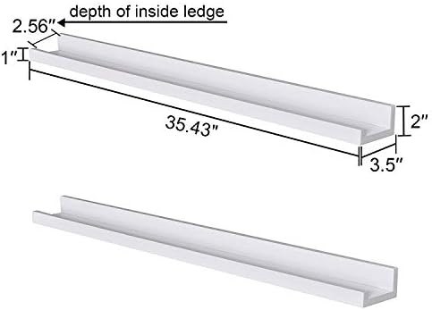 WELLAND White Picture Ledge, Photo Ledge, Floating Ledge Wall Shelves, 36-inch, Set of 2, White | Amazon (US)