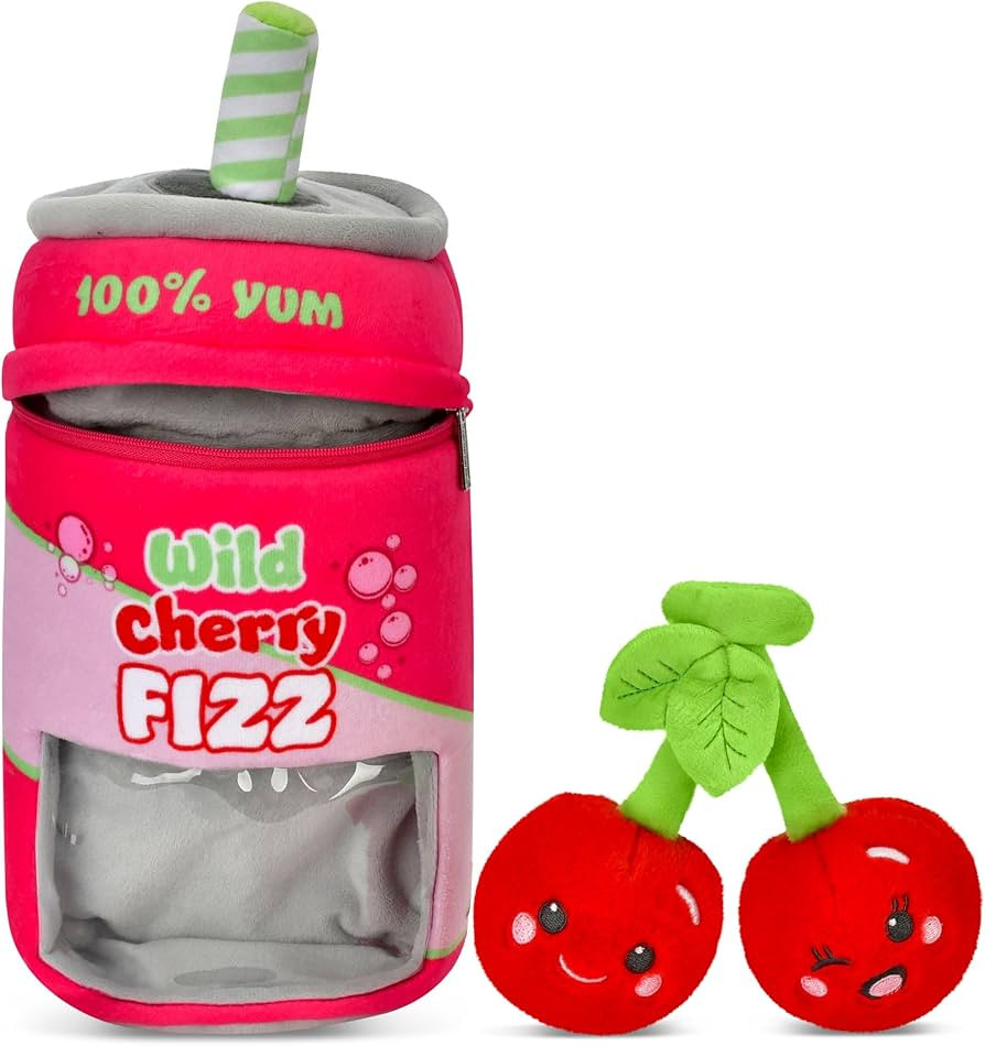 iscream Kawaii Cutie 10" Plush Wild Cherry Soda Play Set with Embroidered Accents for All Ages | Amazon (US)