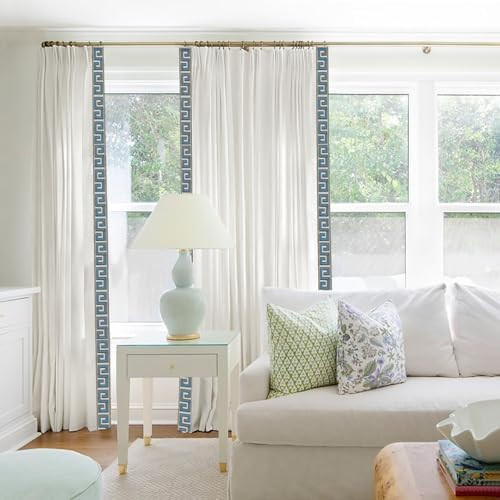 Embroidery Trim Linen Pinch Pleated Curtains, Gorgeous Window Panels with Light Filtering Lining ... | Amazon (US)