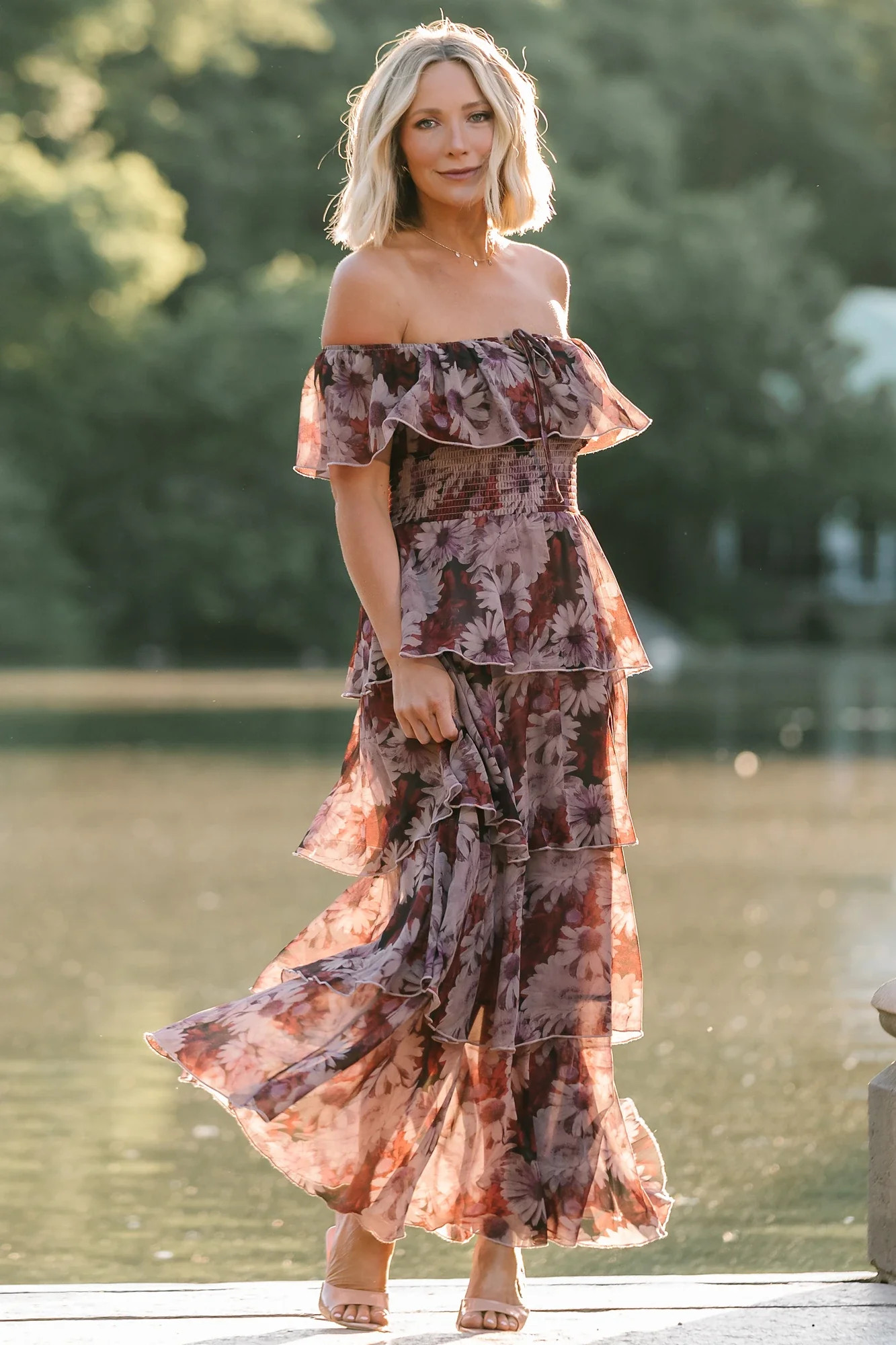 Carina Off-Shoulder Maxi Dress in Multi Floral | Baltic Born | Baltic Born