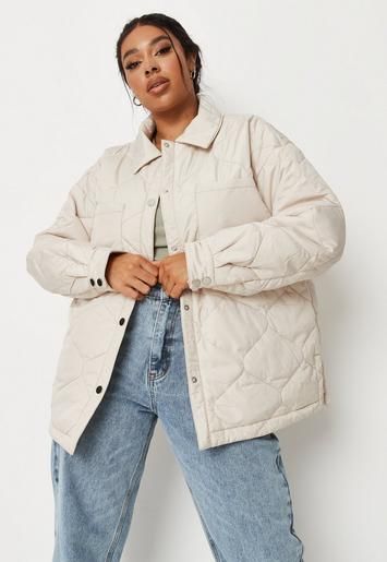 Plus Size Ecru Quilted Shacket | Missguided (US & CA)