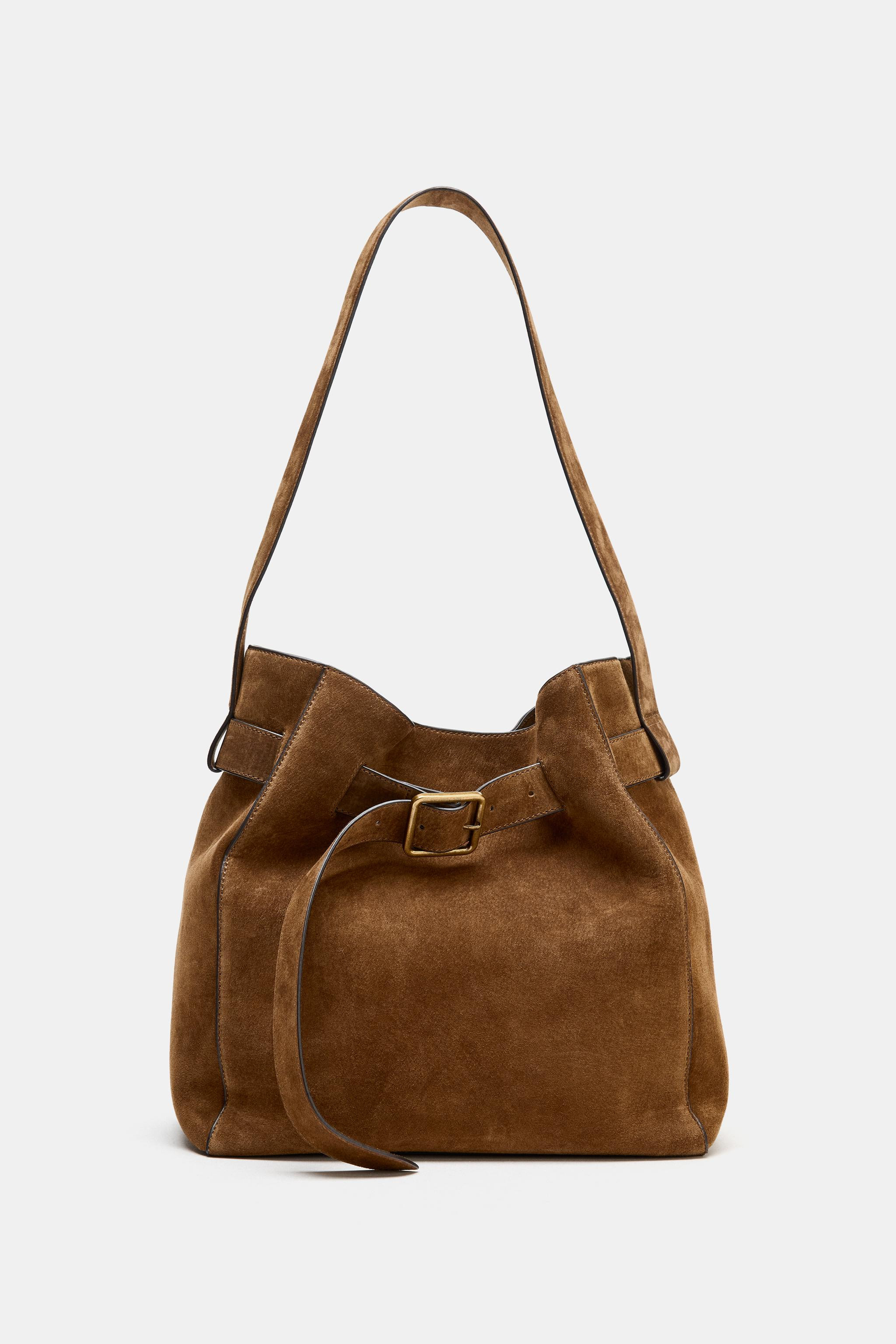 LEATHER BUCKET BAG WITH BELT DETAIL | Zara US