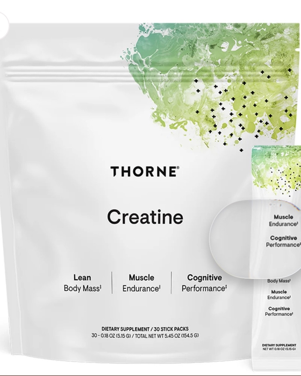 creatine:
an amino acid that drives energy regeneration for improved training capacity, strength, power, & muscle mass and cognitive health and memory 

I personally use two brands: Transparent Labs at home, and Thorne single-serve packets when I travel—easy to carry in my bag and stay consistent with my daily creatine.

#LTKselfcare #LTKdayinmylife #LTKTravel