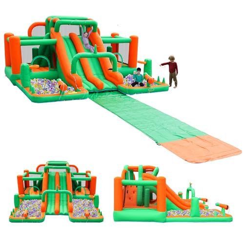 INFLATEFLY Bounce House Big Water Slide for Kids Bouncy House Inflatable Waterslide Bouncy House Water Park Castle with Slip and Slide, Water Sprays, Ball Pit Wet or Dry | Amazon (US)