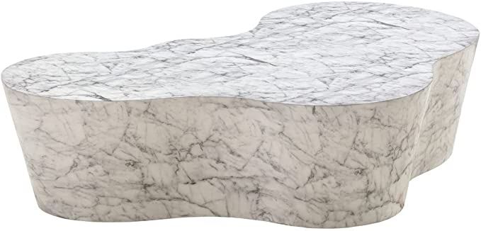 TOV Furniture Slab 14.5" H Transitional Concrete Stone Coffee Table in White | Amazon (US)