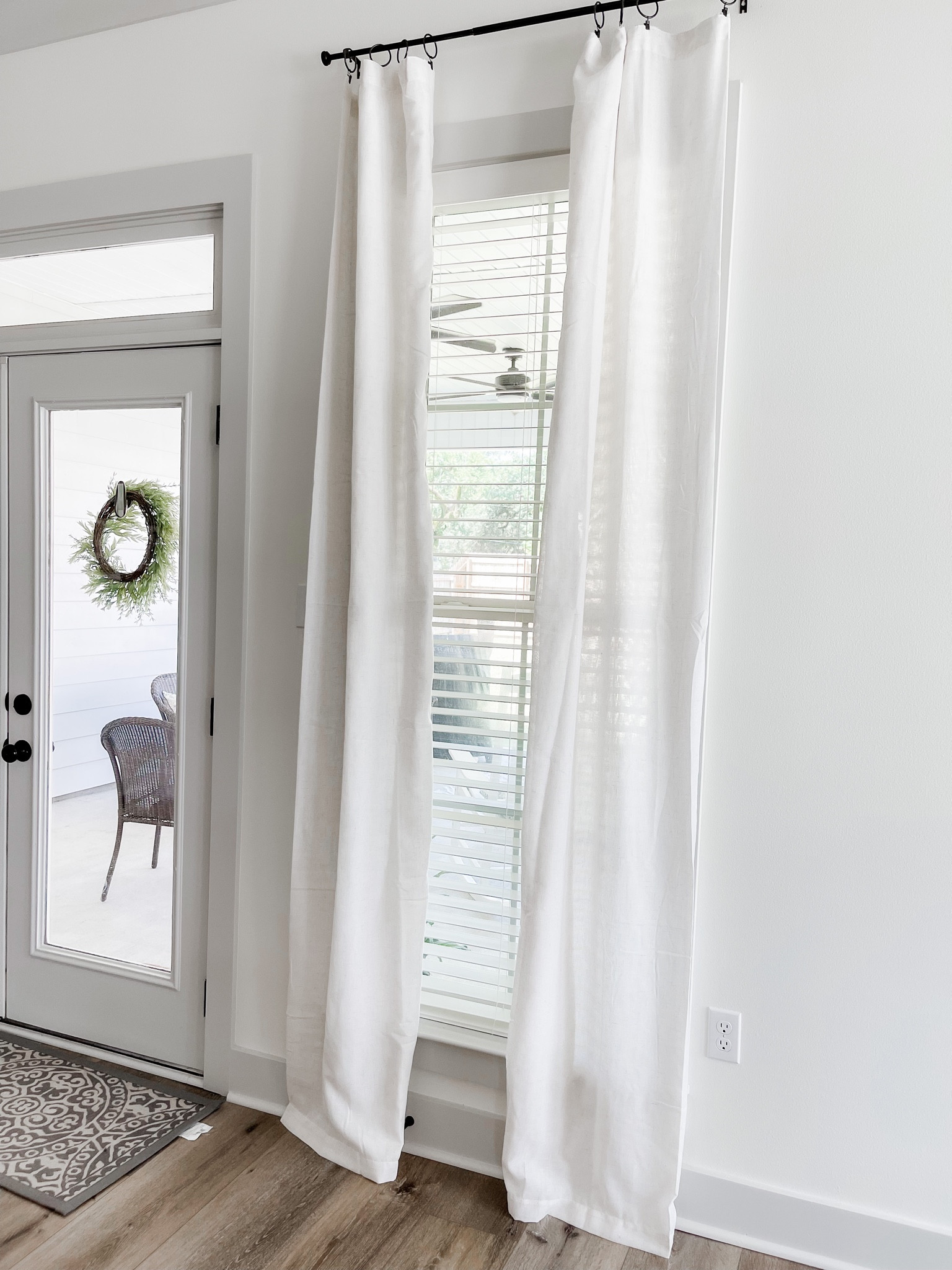 Amazon curtains part of the Prime Sale and are under $30 for a set two! I got mine in off white and 108 inch length. These are perfect if you don’t want to spend a ton of money on curtains but still want to  have that nice, fresh linen look!
They are made to have the curtain rod go in through the top but I like the look of the clips so I cut the pieces where the rod would go. #primeday2022

#LTKunder50 #LTKsalealert #LTKhome