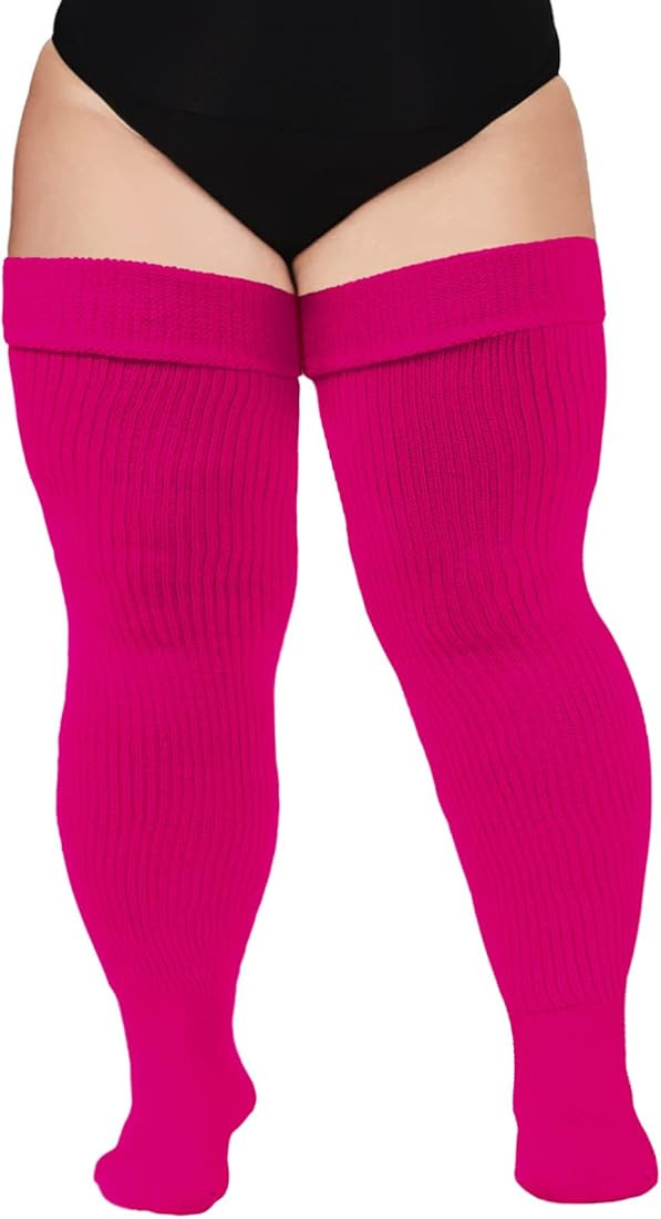 Plus Size Womens Thigh High Socks for Thick Thighs- Extra Long & Thick Over the Knee Stockings- L... | Amazon (US)