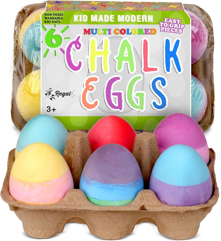 Kid Made Modern 3-Layer Egg Sidewalk Chalk Set for Kids - 6 Pieces Multicolor Washable Egg-Shaped... | Amazon (US)