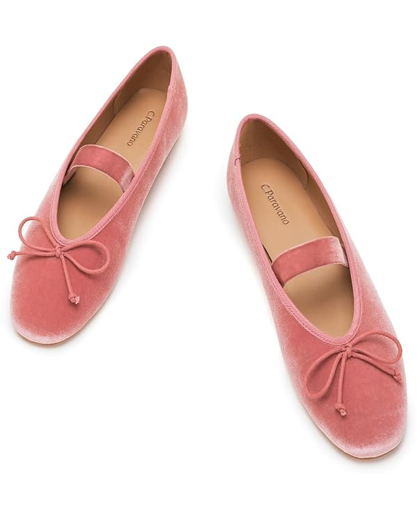 C.Paravano Women Velvet Flats | Ballet Flat | Mary Jane Shoes | Round Toe Ballerinas Flats Women | Amazon (US)