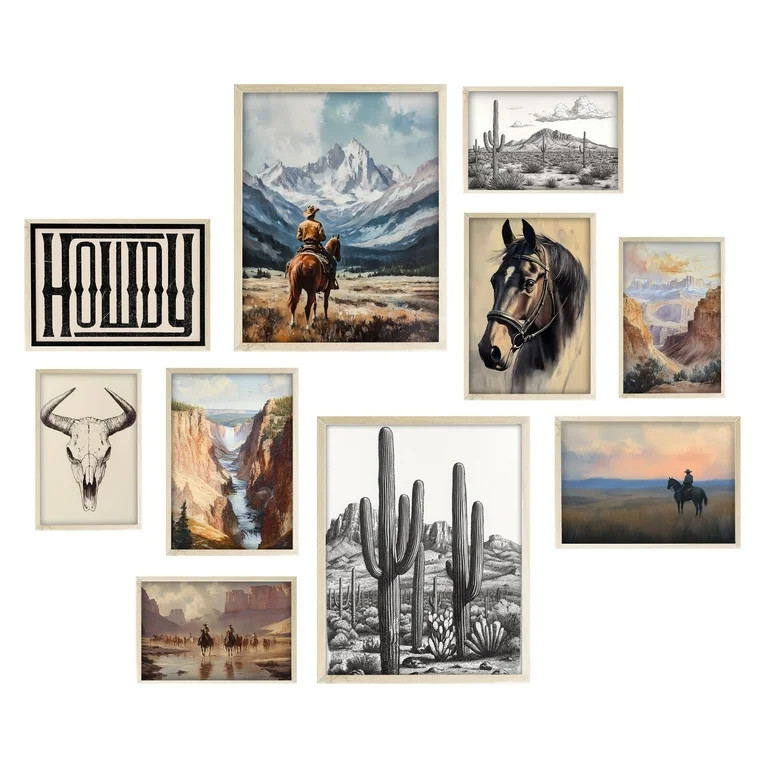 Eastern Print Set 10 PCS Western Decor Vintage Southwestern Wall Art, Cowboy Boho Farmhouse Poste... | Walmart (US)