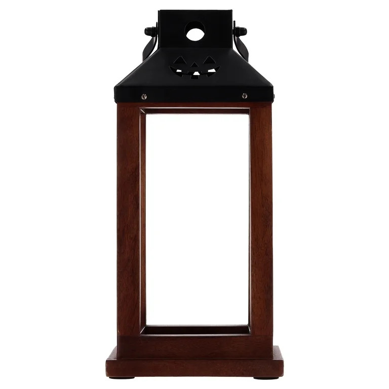 Metal and Wood Lantern Tabletop Decoration, Black and Dark Walnut, 11.75", Fall by Way To Celebra... | Walmart (US)