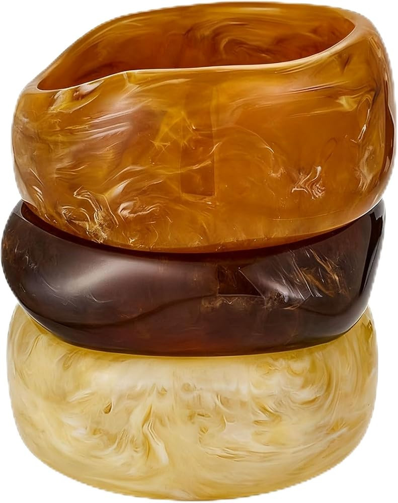 3 PCS Chunky Acrylic Resin Bracelets - Trendy Colorful Bangle Jewelry for Women, Fashion Gift | Amazon (US)