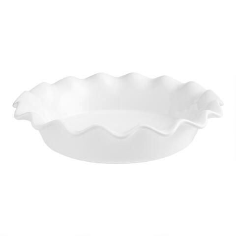 White Ceramic Ruffled Pie Dish | World Market