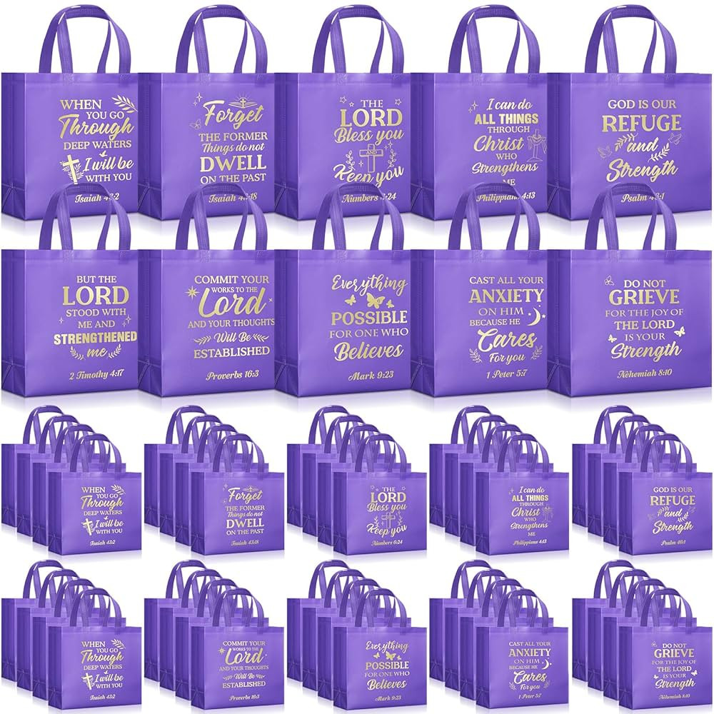 Talltalk 50 Pcs Christian Gift Bag Bulk Reusable Bible Verse Tote Religious Church Bags for Vbs S... | Amazon (US)